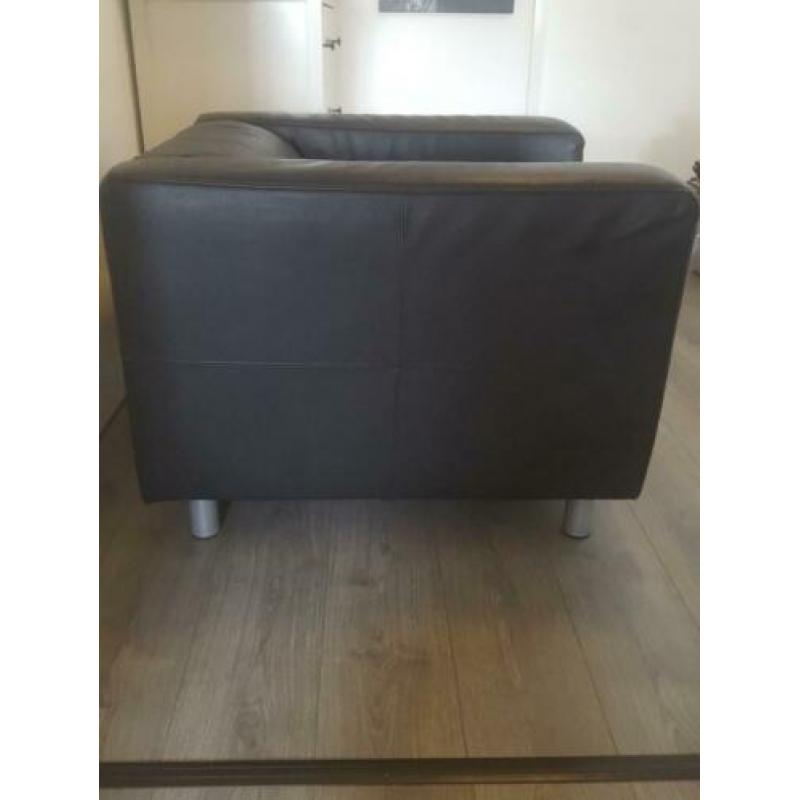 Zwart leren fauteuil / stoel Ikea
