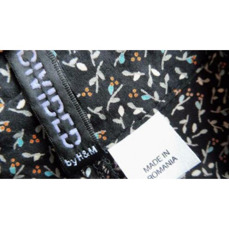 DIVIDED by H&M zwart millefleurs doorknoop jurkje wijd rok S