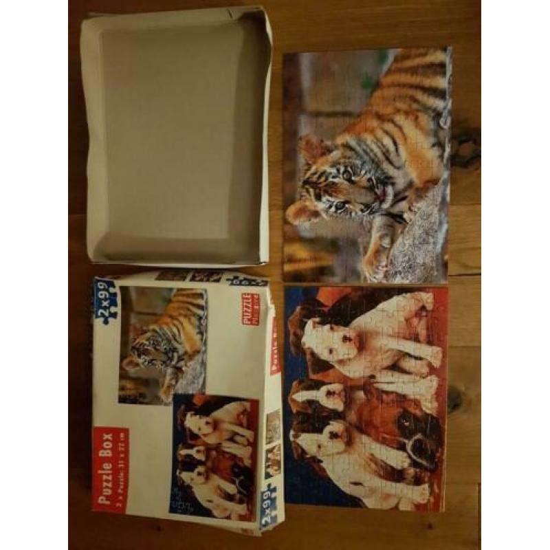 2 in 1 puzzels met welpje en puppies 99 stukjes
