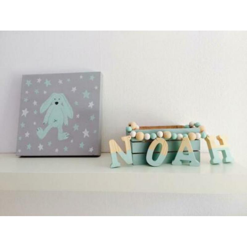 Naamslinger hout (houten slinger naam, babykamer decoratie)