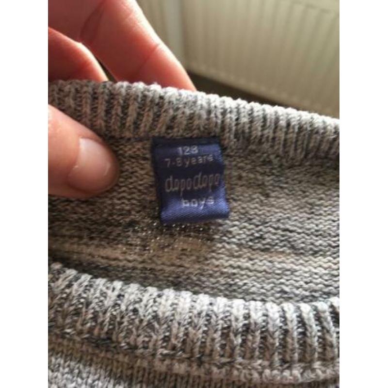 Dopodopo boys trui grijs blauw mt 128 katoen