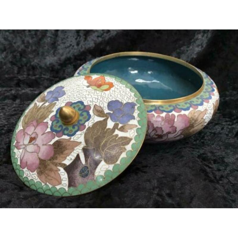 Chinese cloisonné bonbonnière - dekseldoos - schaal