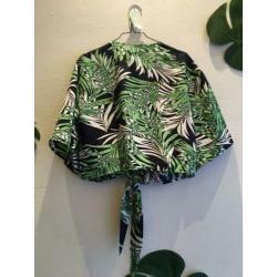 Wijde knoop-top met jungle print, groen/zwart, nieuw, mt L