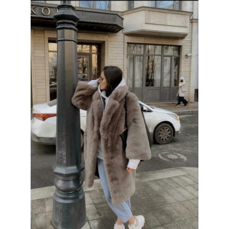 H&M Trend Teddy bont jas faux fur nieuw maat xs Zara grijs
