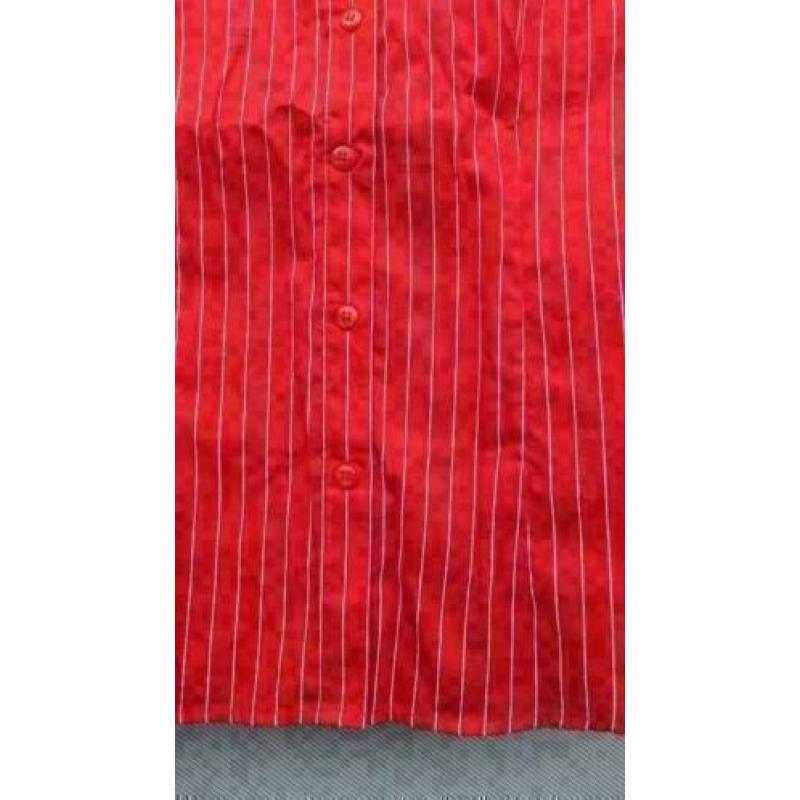 JOHN BANER rood/wit getailleerde streep blouse mt S
