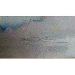 Aquarel van Ellen Kroon. Gesigneerd Hortensia`s maten lijs