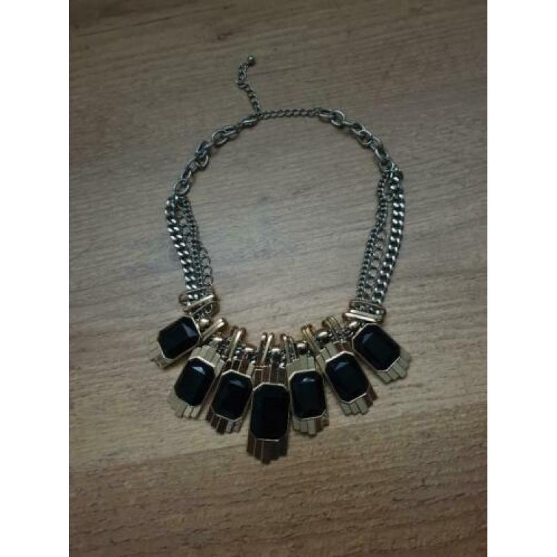 STATEMENT KETTING - NECKLACE - Zilver, Goud, Zwart