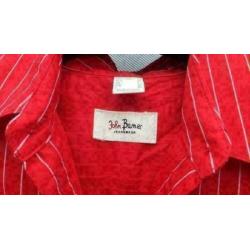 JOHN BANER rood/wit getailleerde streep blouse mt S