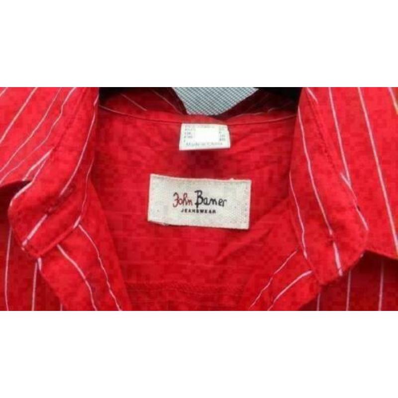 JOHN BANER rood/wit getailleerde streep blouse mt S