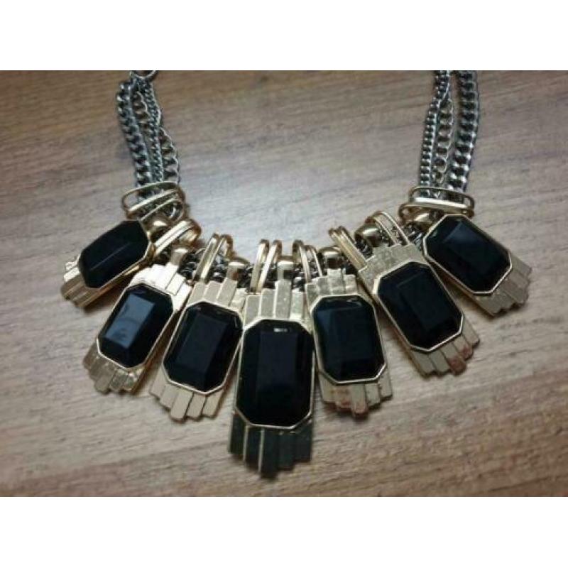 STATEMENT KETTING - NECKLACE - Zilver, Goud, Zwart