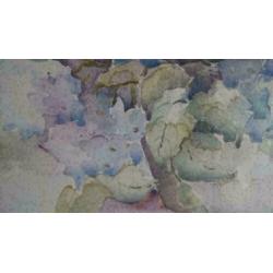 Aquarel van Ellen Kroon. Gesigneerd Hortensia`s maten lijs