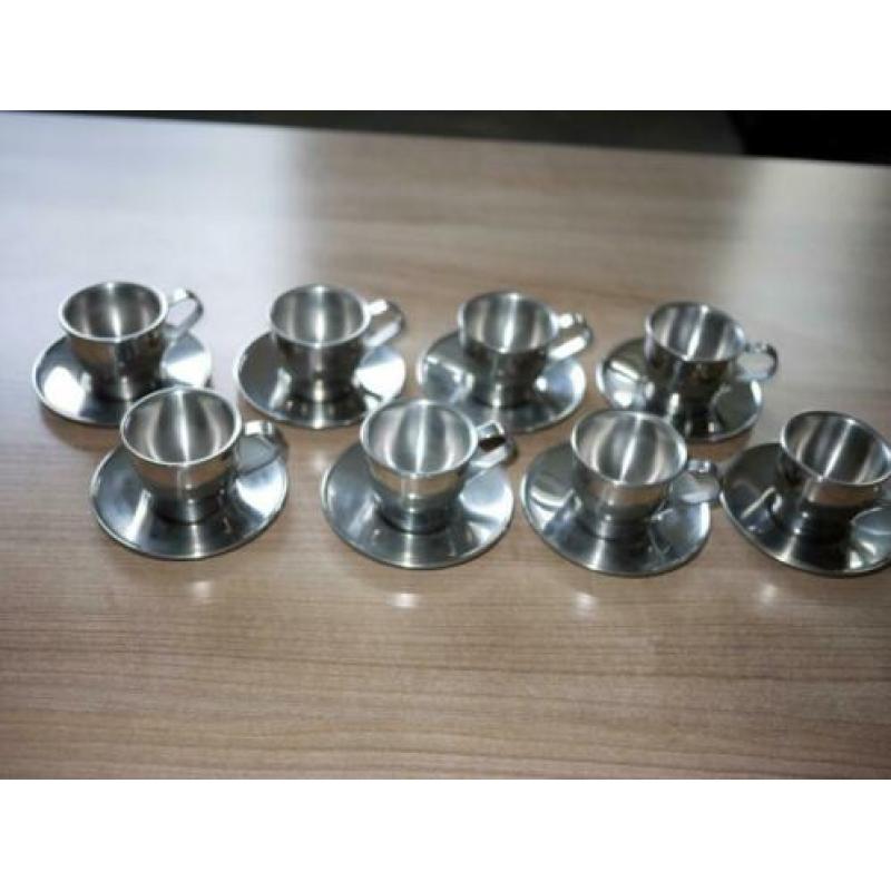 rvs kopjes frabosk italy inox 18/18 8 x espresso dubbel wand