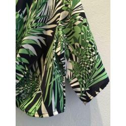 Wijde knoop-top met jungle print, groen/zwart, nieuw, mt L