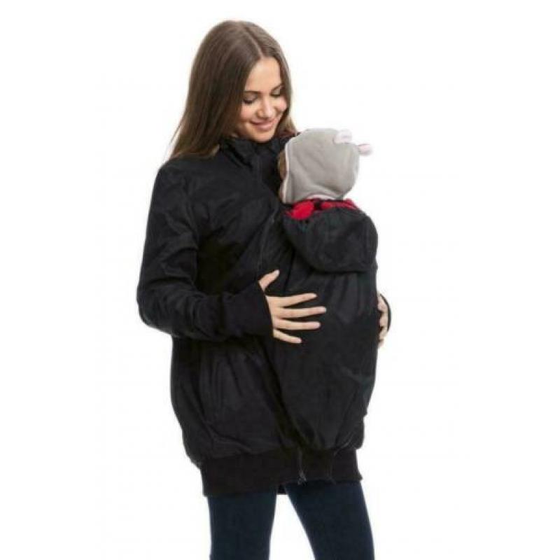 4-in-1 nieuwe zwarte zwangerschaps- en babydraagjas