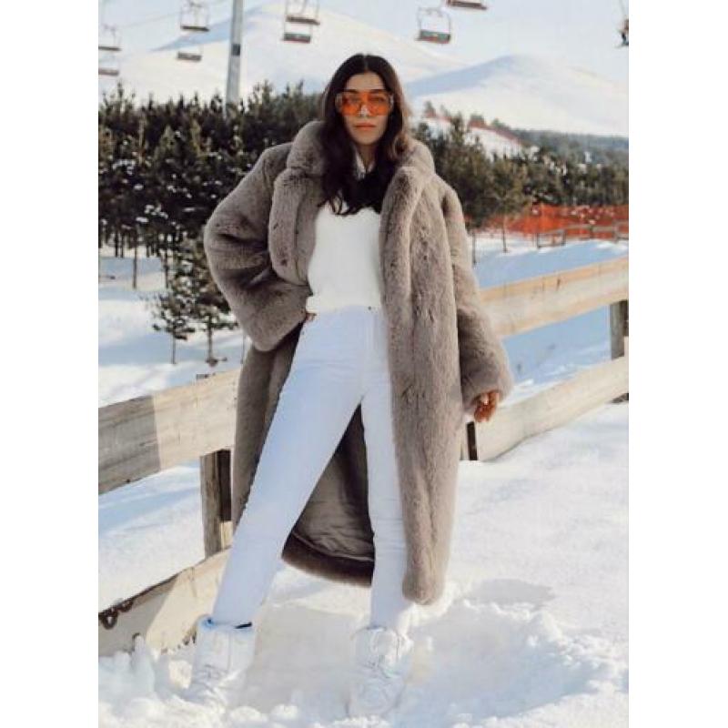 H&M Trend Teddy bont jas faux fur nieuw maat xs Zara grijs