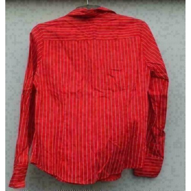 JOHN BANER rood/wit getailleerde streep blouse mt S