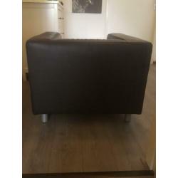 Zwart leren fauteuil / stoel Ikea