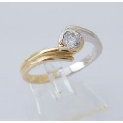 14k Gouden Bicolor Dames Ring wit en geel goud M17.25