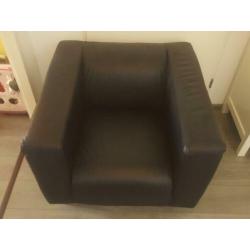 Zwart leren fauteuil / stoel Ikea