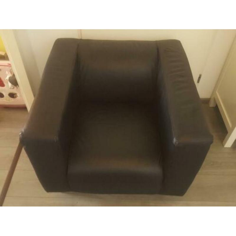 Zwart leren fauteuil / stoel Ikea