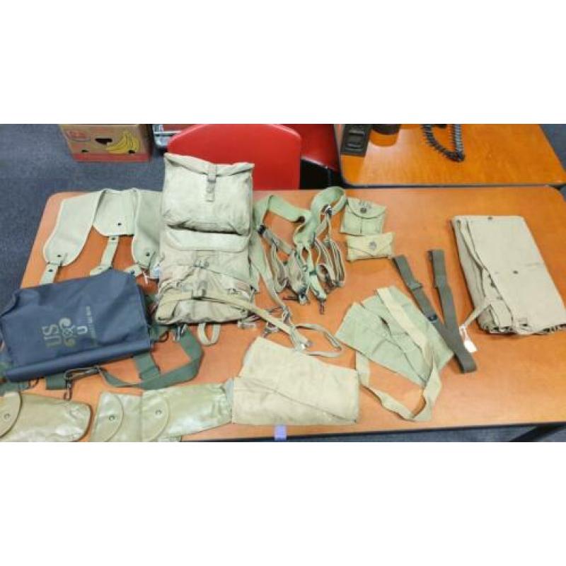 US WWII Field Gear lot, 1942 - 1945, Haversack, Garand