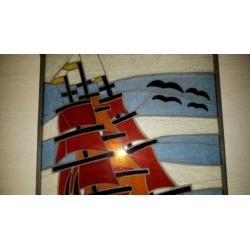 glas in lood zeilschip