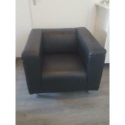 Zwart leren fauteuil / stoel Ikea