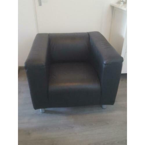 Zwart leren fauteuil / stoel Ikea