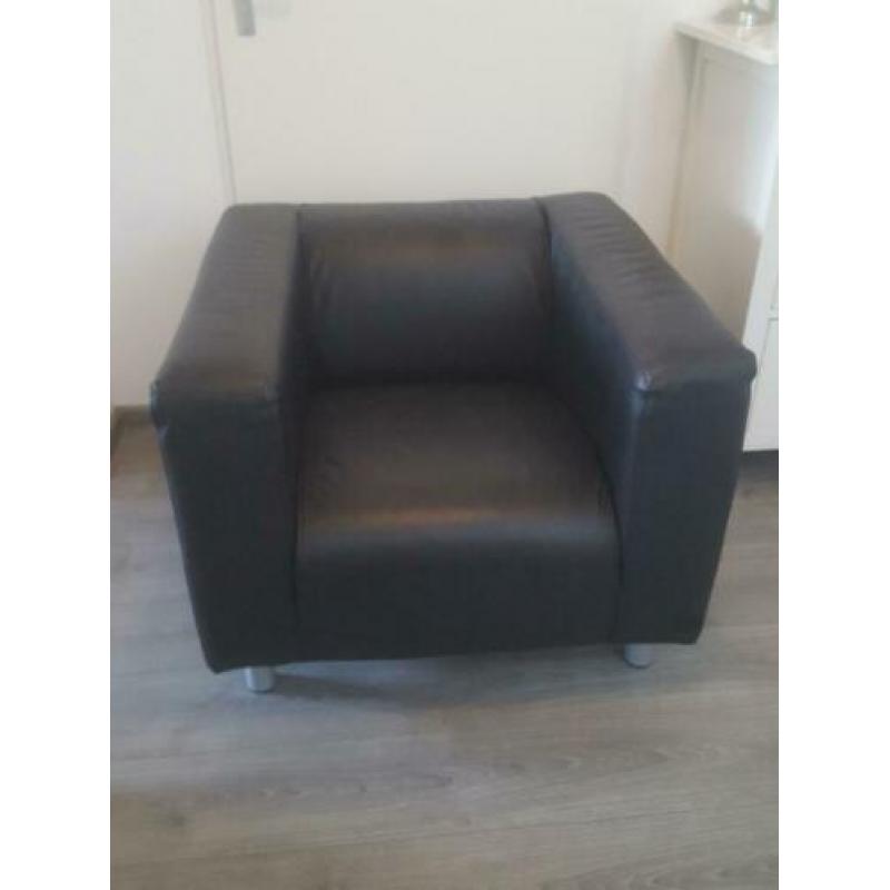 Zwart leren fauteuil / stoel Ikea