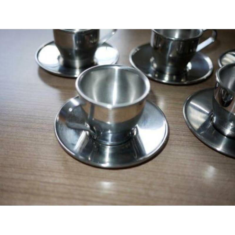 rvs kopjes frabosk italy inox 18/18 8 x espresso dubbel wand