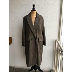 Stoere Geruite Oversized Lange Winterjas van ZARA, maat L