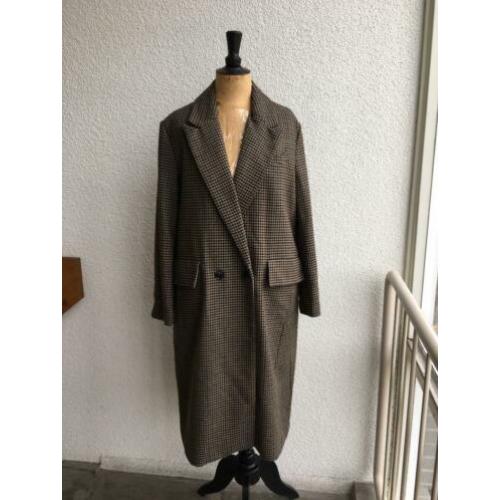 Stoere Geruite Oversized Lange Winterjas van ZARA, maat L