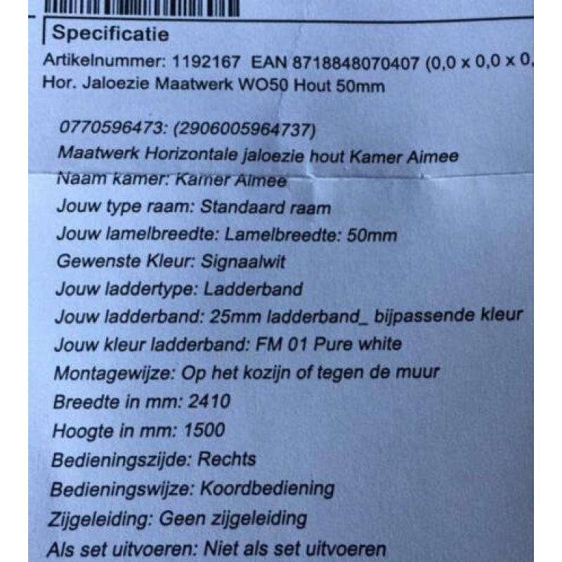 Witte houten jaloezie nieuw!