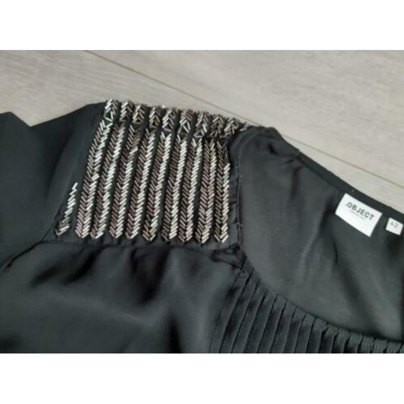 Dames Object blouse top zwart met glitters - maat 42