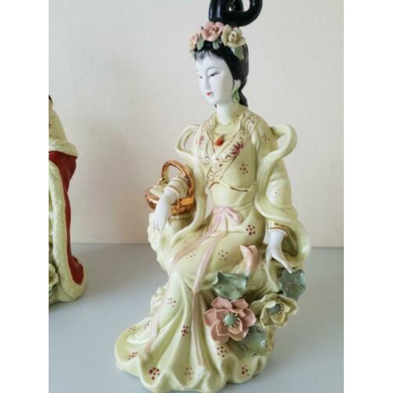 3 delig Aziatisch Chinese Geisha porselein