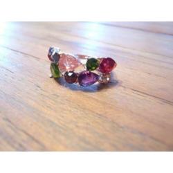 Ring multicolor synth. Edelsteentjes mt 18