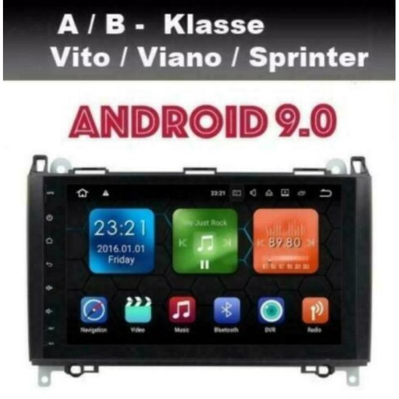 Mercedes B-Klasse Vito navigatie android 9.0 wifi dab+ 9inch