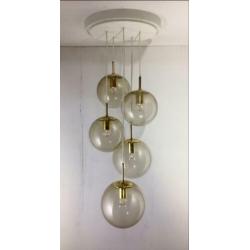 Cascade hanglamp Glashütte Limburg 5 bollen 60’er jaren