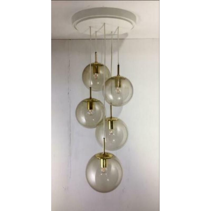 Cascade hanglamp Glashütte Limburg 5 bollen 60’er jaren