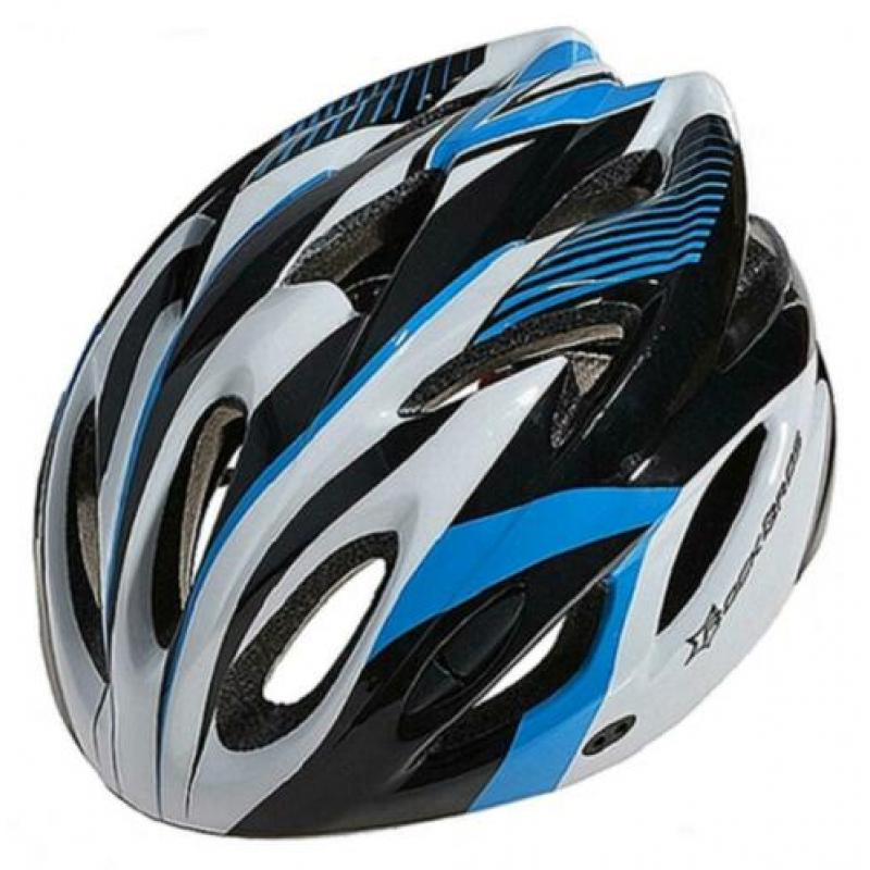 Fietshelm wielrenhelm mtb racefiets fiets helm blauw wit