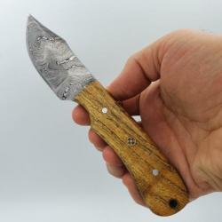 Mini Bushcrafter Outdoor Damast Staal mes / jachtmes lederen
