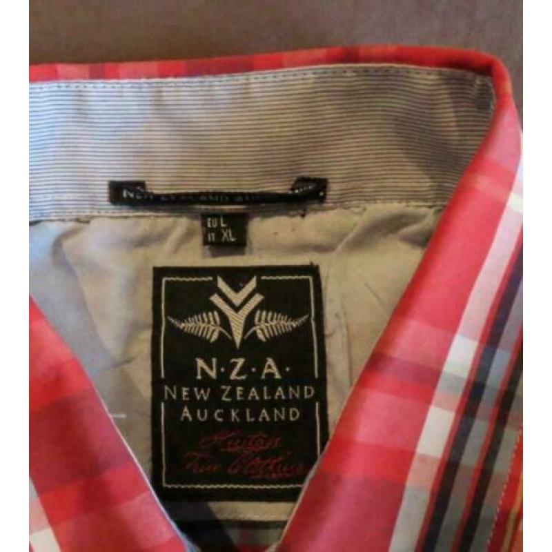 NZA rood geblokt overhemd korte mouw maat XL