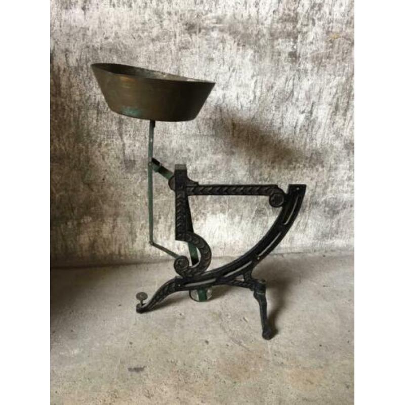 Vintage post weegschaaltje met emaille plaat
