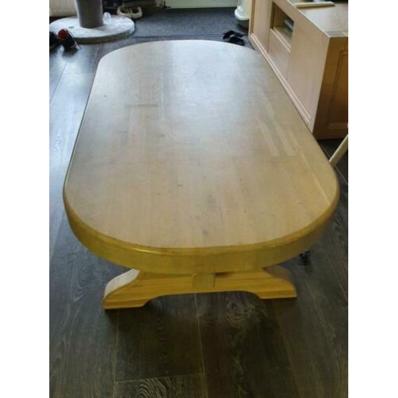 Massief (erg zware) eikenhouten salontafel White wash.