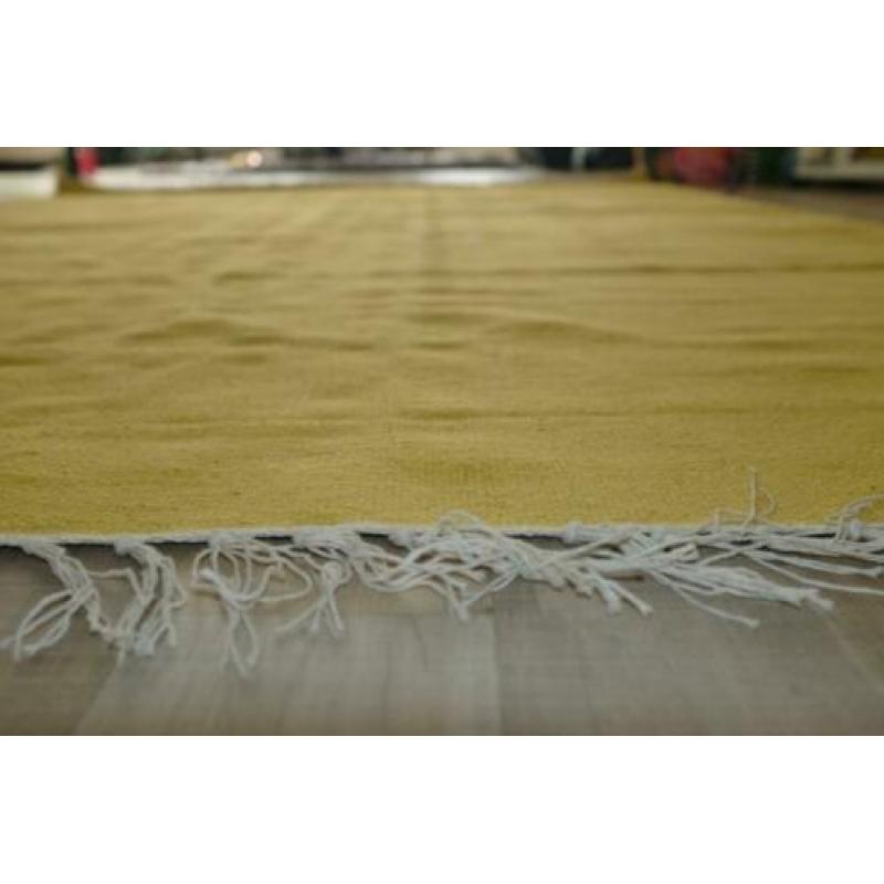 Groot Retro Kilim Vloerkleed/Tapijt Okergeel 160x230 cm