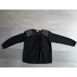 Dames Object blouse top zwart met glitters - maat 42