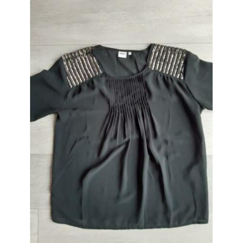 Dames Object blouse top zwart met glitters - maat 42