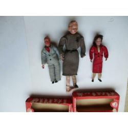 3 antieke poppenhuis popjes Caco Beige Puppchen