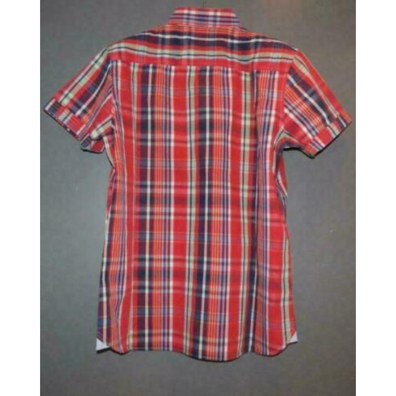 NZA rood geblokt overhemd korte mouw maat XL