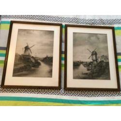 2 st. Kopergravures van J. Forsberg